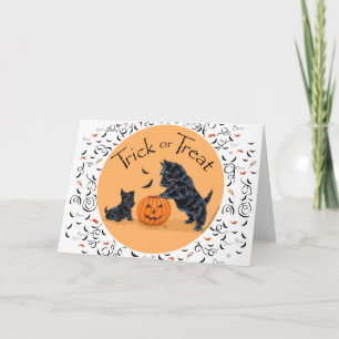 SCOTTIE Vader en Puppy Halloween Kaart