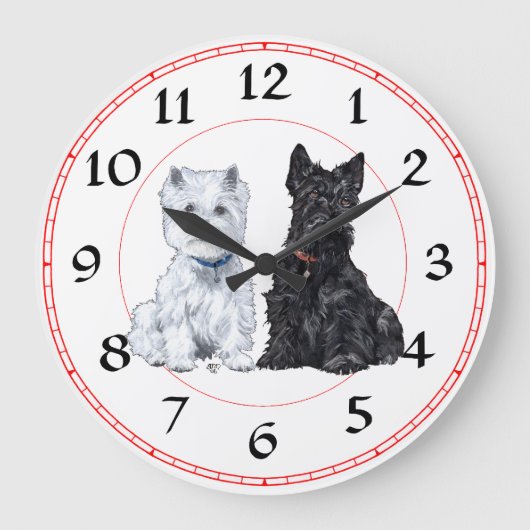 Scottie & Westie Clock Grote Klok (Voorkant)