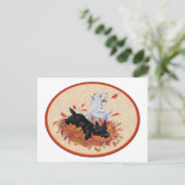 Scottie & Westie Fallen Leaves Briefkaart (Staand voorkant)