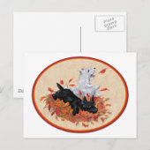Scottie & Westie Fallen Leaves Briefkaart (Voorkant / Achterkant)