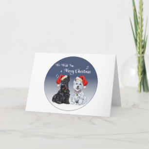 Scottie & Westie Kerstliederen Feestdagen Kaart