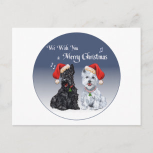 Scottie & Westie Kerstliederen Feestdagenkaart