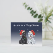 Scottie & Westie Kerstliederen Feestdagenkaart (Staand voorkant)