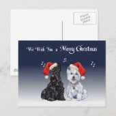 Scottie & Westie Kerstliederen Feestdagenkaart (Voorkant / Achterkant)