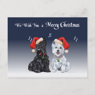 Scottie & Westie Kerstliederen Feestdagenkaart
