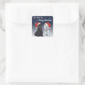 Scottie & Westie Kerstliederen Vierkante Sticker (Tas)