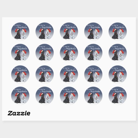 Scottie & Westie-kerstmanolen Ronde Sticker (Vel)