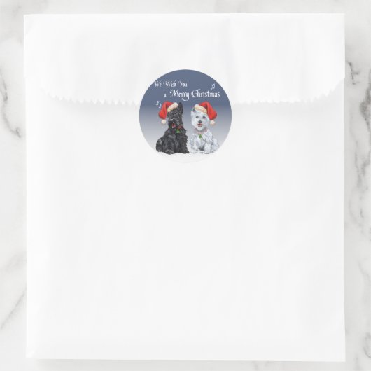 Scottie & Westie-kerstmanolen Ronde Sticker (Tas)