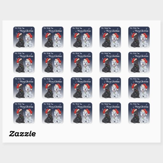 Scottie & Westie-kerstmanolen Vierkante Sticker (Vel)