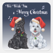 Scottie & Westie-kerstmanolen Vierkante Sticker (Voorkant)