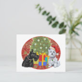 Scottie & Westie Kerstmis Feestdagenkaart (Staand voorkant)