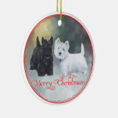 Scottie Westie Kerstmis Keramisch Ornament (Rechts)