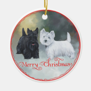 Scottie Westie Kerstmis Keramisch Ornament