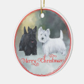 Scottie Westie Kerstmis Keramisch Ornament (Links)