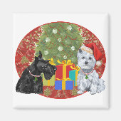 Scottie & Westie Kerstmis Magneet (Voorkant)