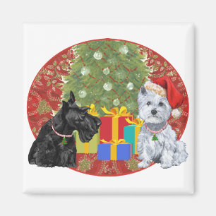 Scottie & Westie Kerstmis Magneet