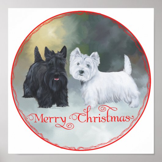 Scottie Westie Kerstmis Poster (Voorkant)