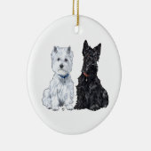 Scottie & Westie Kerstversiering Keramisch Ornament (Rechts)