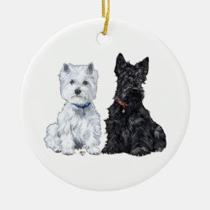 Scottie & Westie Kerstversiering Keramisch Ornament