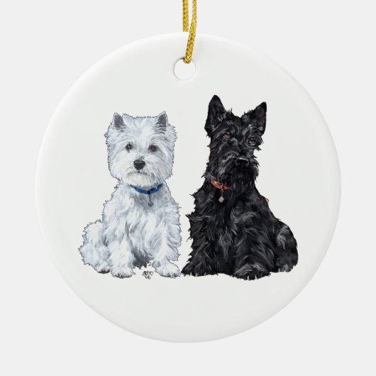 Scottie & Westie Kerstversiering Keramisch Ornament (Voorkant)