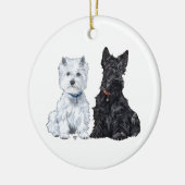 Scottie & Westie Kerstversiering Keramisch Ornament (Links)