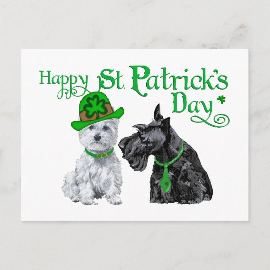 Scottie & Westie St. Paddy's Day Briefkaart (Voorkant)