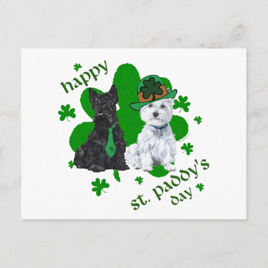 Scottie & Westie St. Paddy's Day Briefkaart (Voorkant)