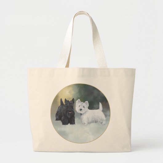 Scottie Westie Wintertijd Grote Tote Bag (Voorkant)