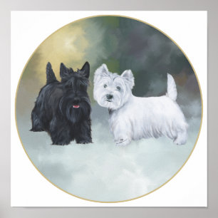 Scottie Westie Wintertijd Poster