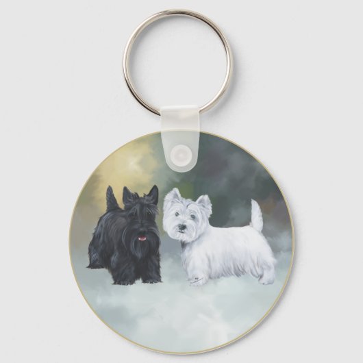 Scottie Westie Wintertijd Sleutelhanger (Voorkant)