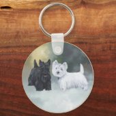 Scottie Westie Wintertijd Sleutelhanger (Voorkant)
