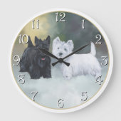 Scottie Westie Wintertime Grote Klok (Voorkant)