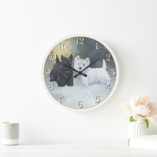 Scottie Westie Wintertime Grote Klok (Huis)