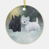 Scottie Westie Wintertime Keramisch Ornament (Voorkant)