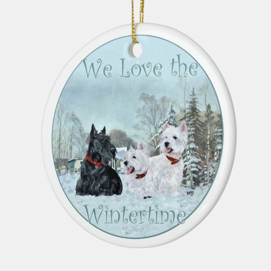 Scottie & Westies Winter Ornament (Links)