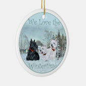 Scottie & Westies Winter Versiering Keramisch Ornament (Rechts)