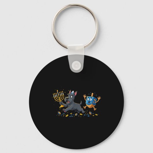 Scottierrier Dreidel Menorah Hanukkah Kids Womens  Sleutelhanger (Voorkant)
