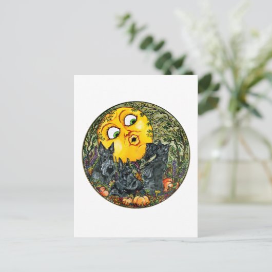 Scotties in Moonlight Briefkaart (Staand voorkant)