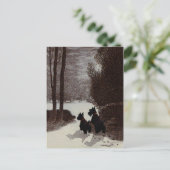 Scotties op Surreal Winter Night Briefkaart (Staand voorkant)