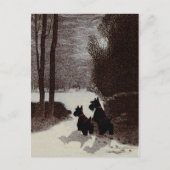 Scotties op Surreal Winter Night Briefkaart (Voorkant)