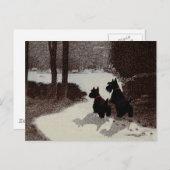 Scotties op Surreal Winter Night Briefkaart (Voorkant / Achterkant)