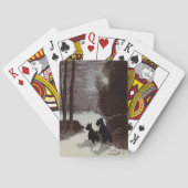 Scotties op Surreal Winter Night Pokerkaarten (Achterkant)
