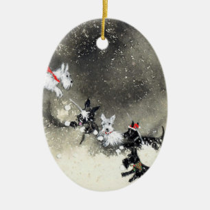 Scotties' Snowgevecht Ornament