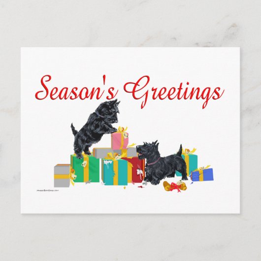 Scotties Sorteert de Kerstcadeaus Feestdagenkaart (Voorkant)