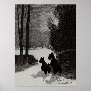 Scotties Surreal Winter Nacht Poster
