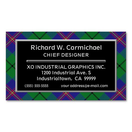 Scottish Accent Clan Carmichael Tartan Visitekaartje Magneet (Voorkant)