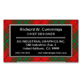 Scottish Accent Clan Cumming Red Tartan Visitekaartje Magneet (Voorkant)