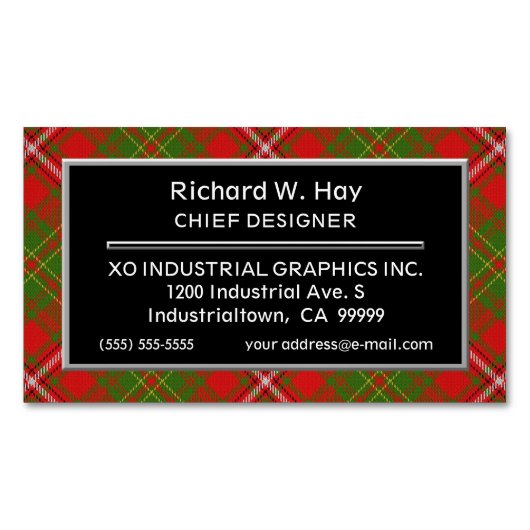 Scottish Accent Clan Hay Tartan Magnetisch Visitekaartje (Voorkant)