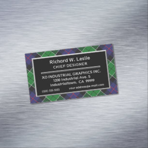 Scottish Accent Clan Leslie Tartan Magnetisch Visitekaartje