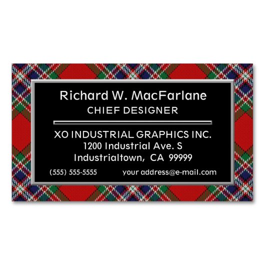 Scottish Accent Clan MacFarlane Tartan Visitekaartje Magneet (Voorkant)